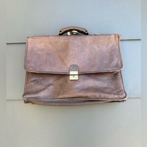 Vintage Stradellina Leather Briefcase - With Shoulder Strap - Distressed